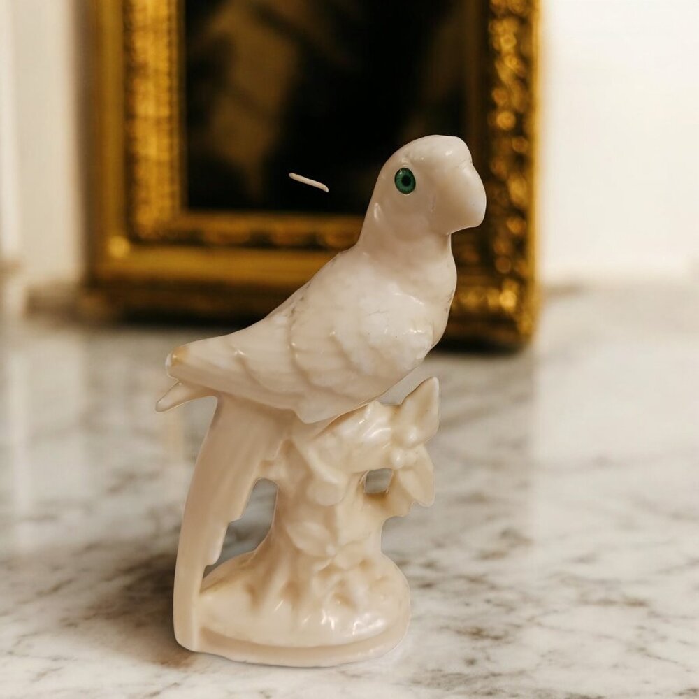 Vintage Italian Parrot Figural Candle Solid Wax Mid Century  Tropical Decor